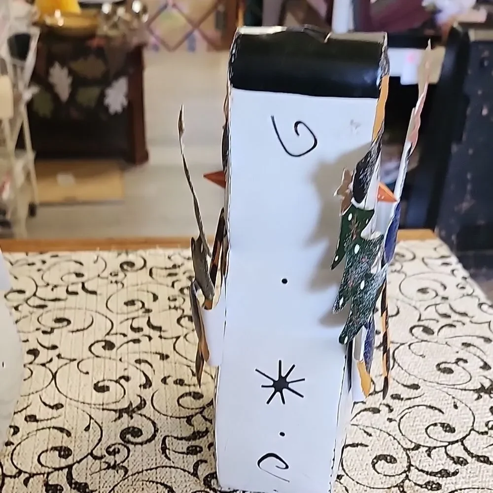 Festive Snowman  Candleholders with Tree Accents
